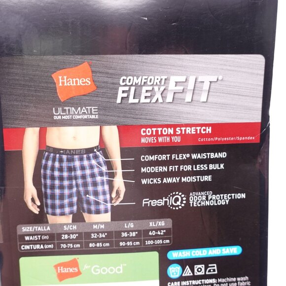 NIP Hanes 3 Pack Comfort Flex Fit Plaid Tagless Boxers Sz S Assorted Stretch - Picture 5 of 7